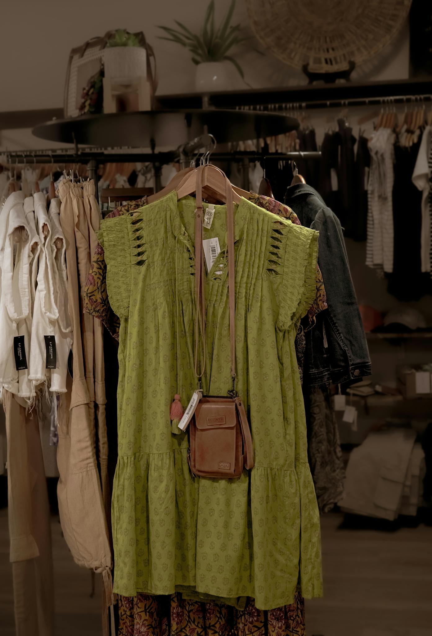 Stylish Green Bohemian Dress On Display With